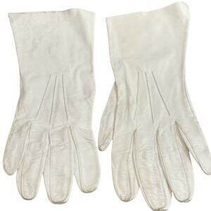 Vintage white kidskin leather dressy formal gloves ladies wedding prom event 6.5